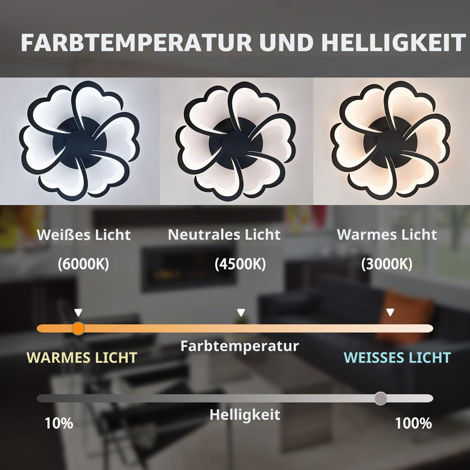 7200 Lumen,Deckenleuchten,Blume,Modern,Led Deckenlampe,3000K-6000K,Dimmbare,Memory-Funktion,Deckenleuchte mit Fernbedienung,Weiches Licht 72W,Geeignet,Für Wohnzimmer Schlafzimmer Esszimmer Küche