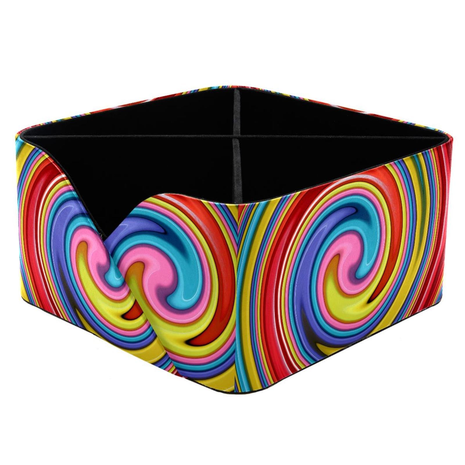 KengjuTesu Art Colorful Swirl Desktop Organizer Pen Holder, Rectangular Pencil Cup for Office, Study and Makeup Stations