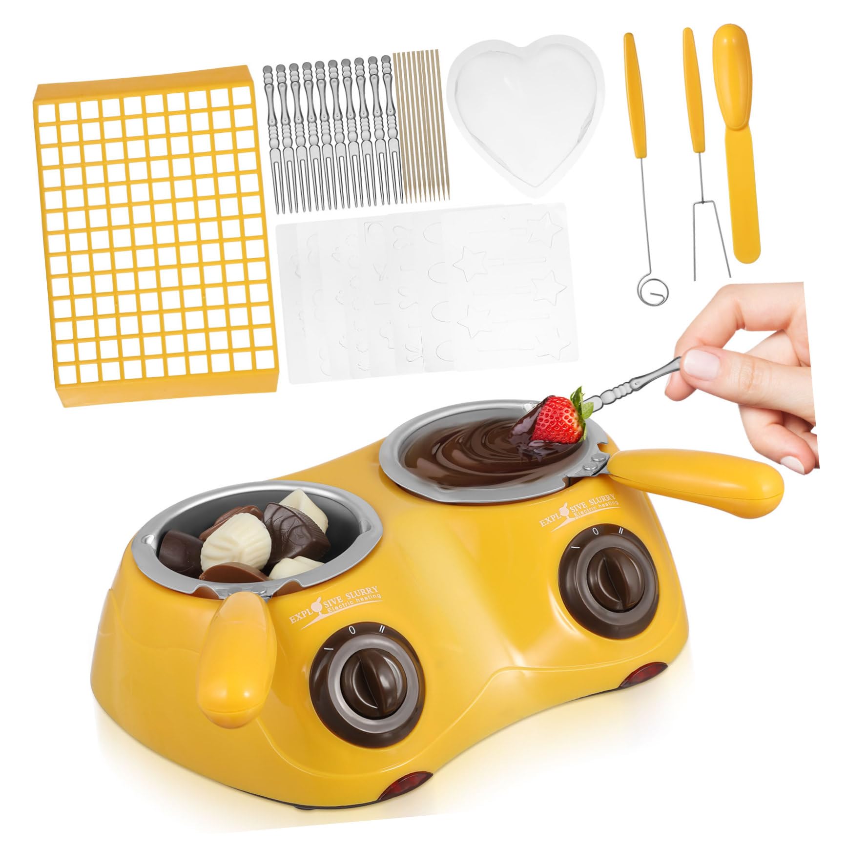 FUNOMOCYA Fondue Set Melting Pot Electric Double Boiler Warmer Diy Molds Tools Quick Heat Safe 110v Us Plug