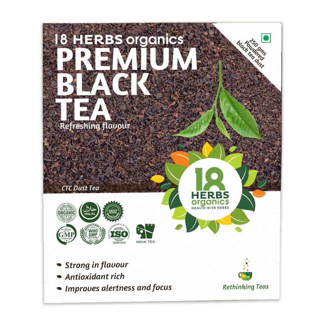 18 Herbs Organics Health with Herbs Premium Black Tea 250 gram - Duplex Carton - Pack of 1 | Black Tea Powder | Antioxidant Rich Chemical Free Powdered Black Tea Dust (B07XWF7V8W) Amazon Price History, Amazon Price Tracker