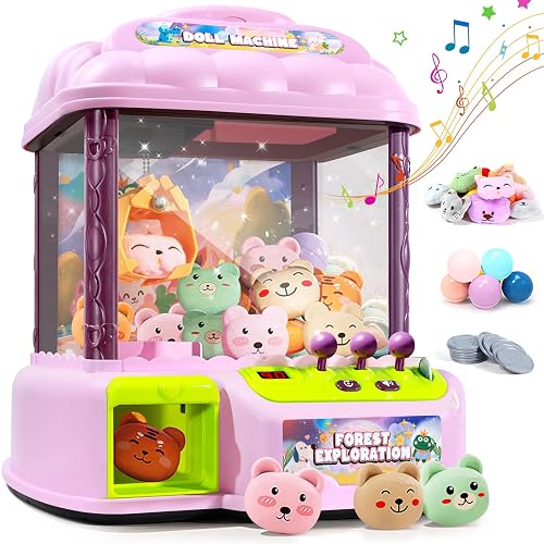 MIAOKE Large Claw Machine for Kids, Musical Electronic Arcade Game Console with Adjustable Sound, Christmas and Birthday Gift for Kids, Includes 30 Toys & 24 Game Coins & 20 Surprise Eggs - LARGE-Purple