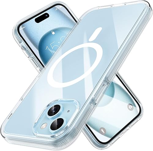 Miniatura 8 de MILPROX Funda compatible con iPhone 15 Plus  Compatible con MagSafe  Diseño magnético transparente transparente  Antideslizante que no se amarillea