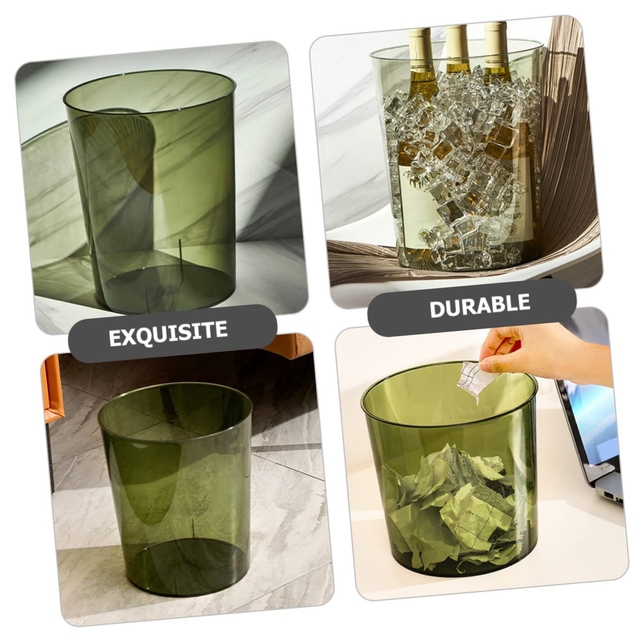 MAGICLULU Large Capacity Kitchen Trash Can Stylish Household Waste Bin for Office and Home and Easy to Room and Bedroom Use Green Medium