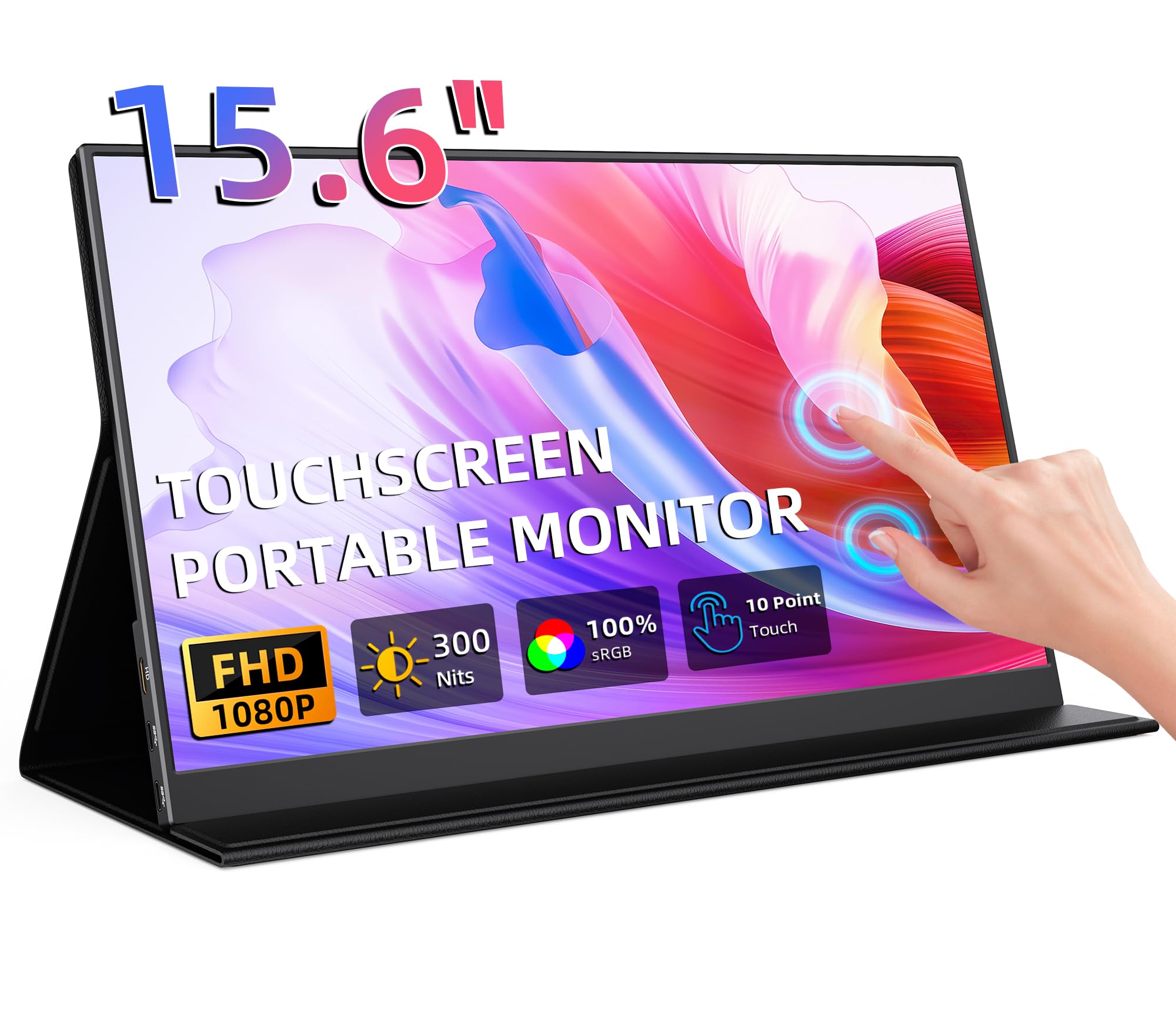 Monitor Portatile CENOKA Da 15.6” FHD IPS 1080p Con Altoparlanti, Stand E Cover – USB-C E HDMI