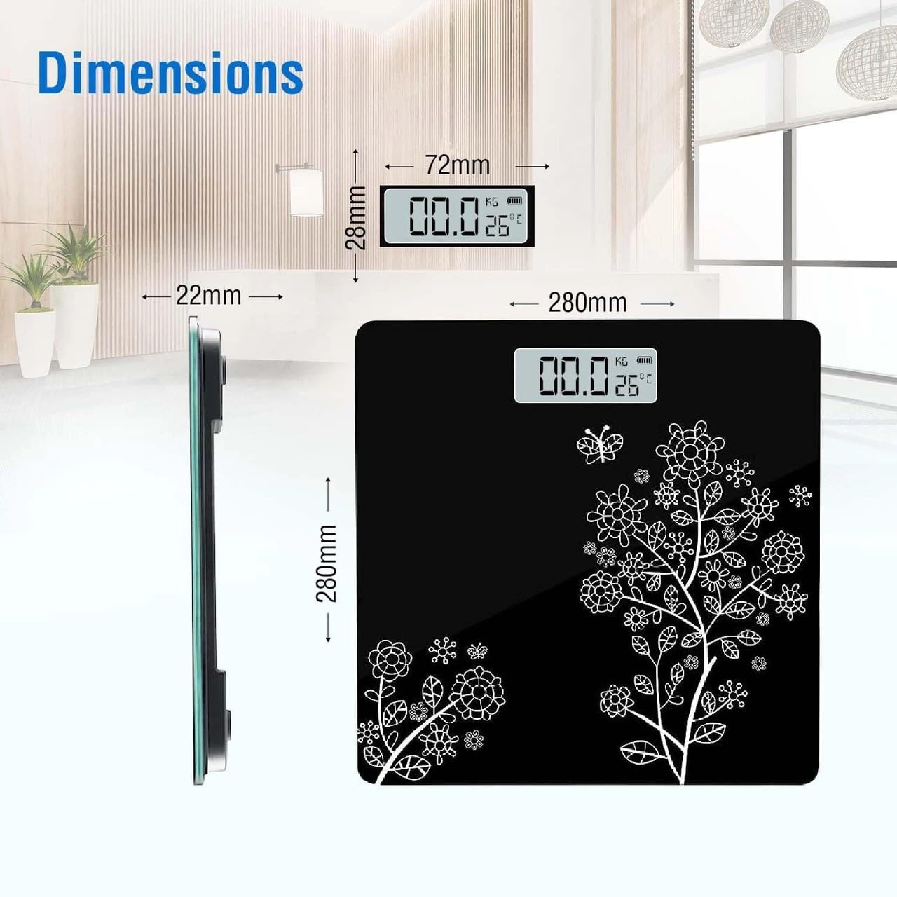 Weight Machine for Home Digital Weighing Machine for Human Body with LCD Display Max Weight Capacity 180Kgs (Batteries is Included) Bathroom Scale for Home Weight Scale
