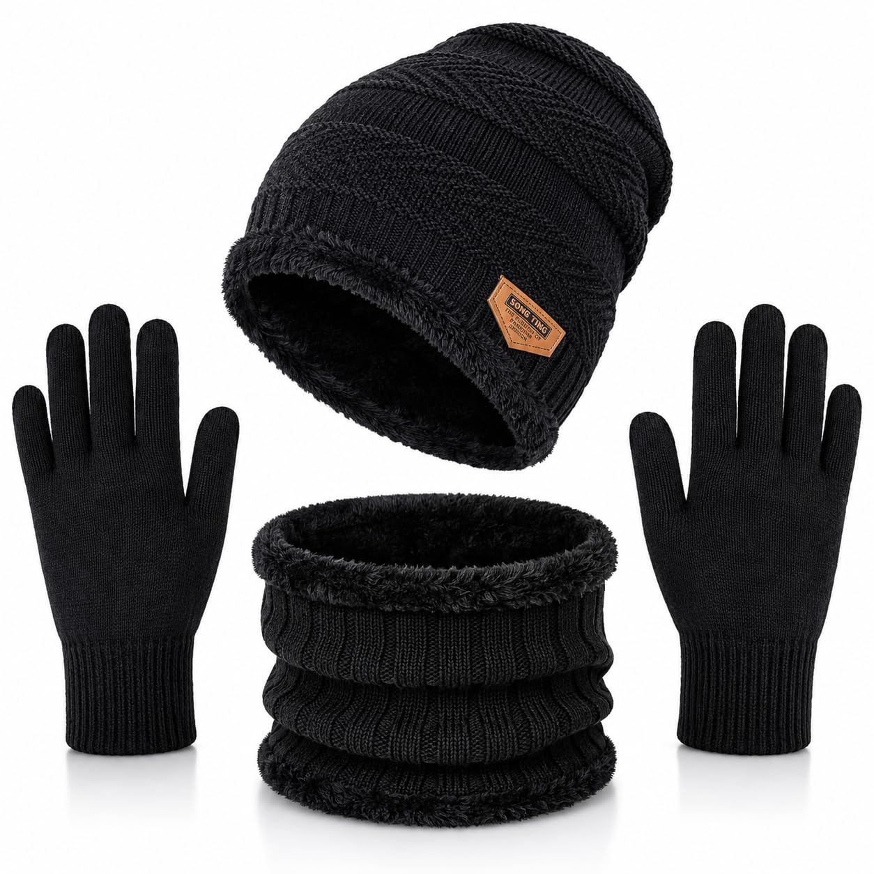 Bindian 3 Piece Winter Combo for Men & Women | Beanie Woolen Cap, Skull Cap, Neck Warmer & Knitted Gloves | Unisex Thermal Cold Weather Accessories for Bike Riding, Travel, Outdoor Sports | Fleece Lined, Touchscreen Gloves, Unisex, Soft & Comfortable, Everyday Essential-image-36