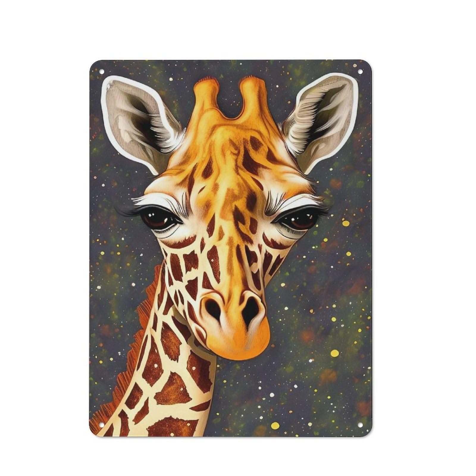 Junmoney Giraffe Animal Portrait Rustic Tin Wall Plaque 40X30cm For Kitchen Or Home Bar, A Winter Wall Decor Update For Kitchen Decor Lovers