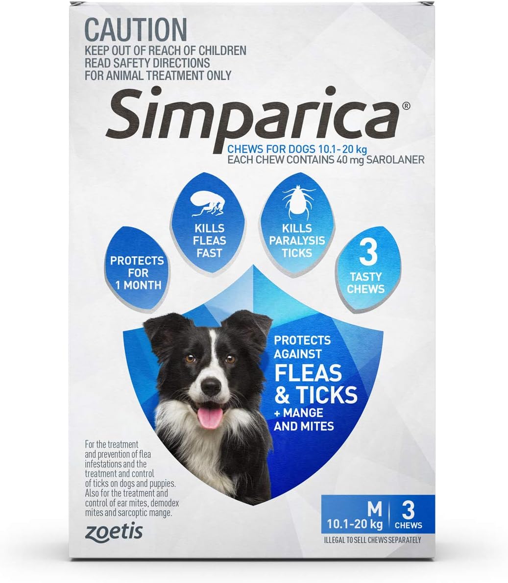 Simparica 40Mg Chewable Tablets For Dogs >10-20 Kg (22-44 Lbs)