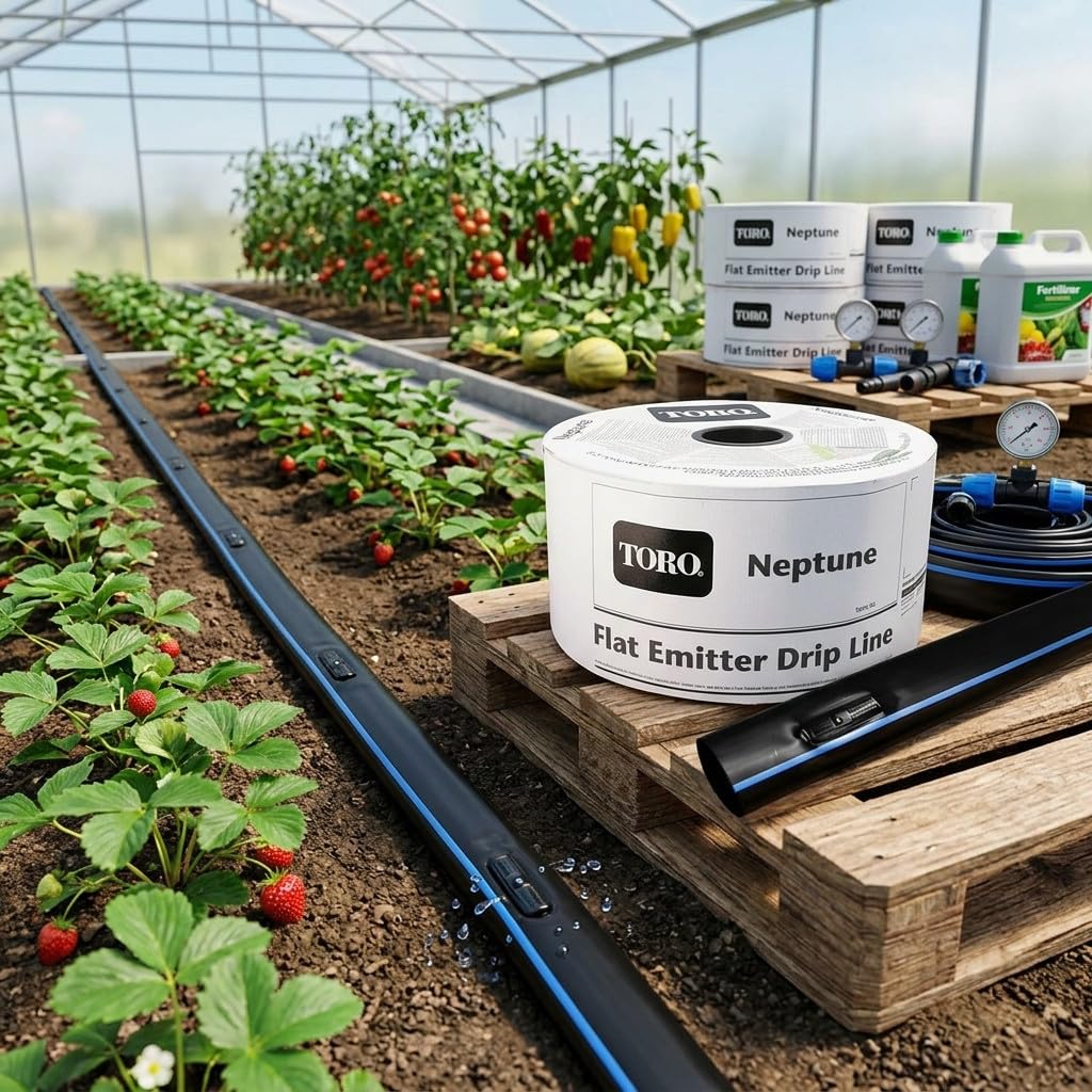 Suinga Cinta de Goteo 2400 m 16 mm | Riego por Goteo con Goteros cada 30 cm | Galga 8 mil de Alta Resistencia | Caudal 1,08 L/h | Tuberia Plana para Agricultura y Jardin