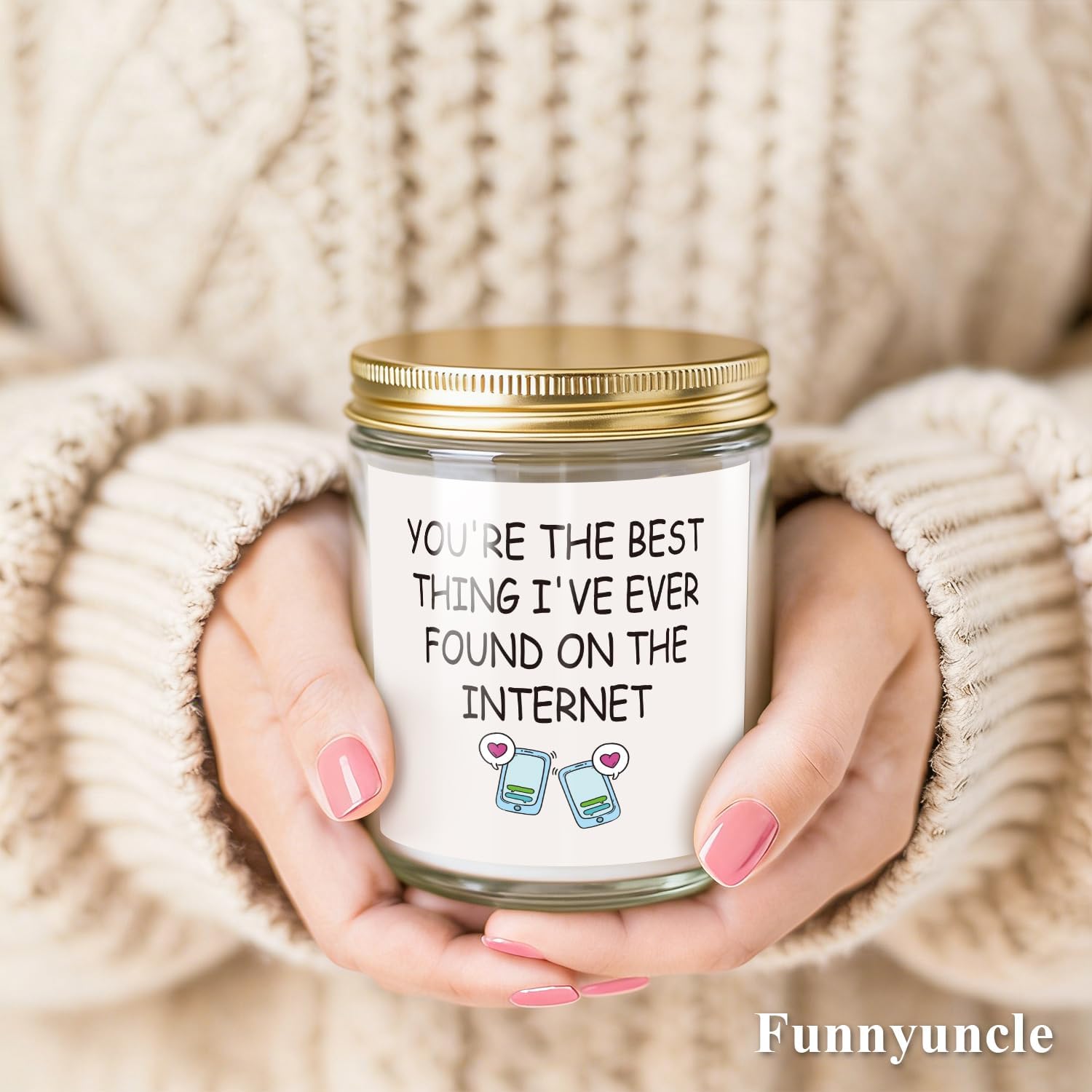 Funnyuncle You're The Best Thing I Found on The Internet Candles for Women,Men, Friend, 9oz Lavender Scented Soy Wax Gift for Boyfriend, Girlfriend, Anniversary, Birthday, Valentines Day Gifts - Image 2