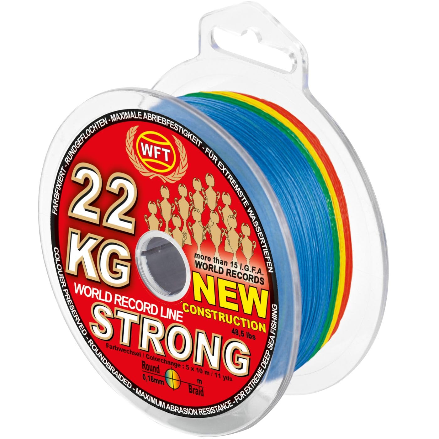 WFT Geflechtschnur zum Meeresangeln auf Dorsche Exact Sea King 550 Multicolor 22kg 0,18mm