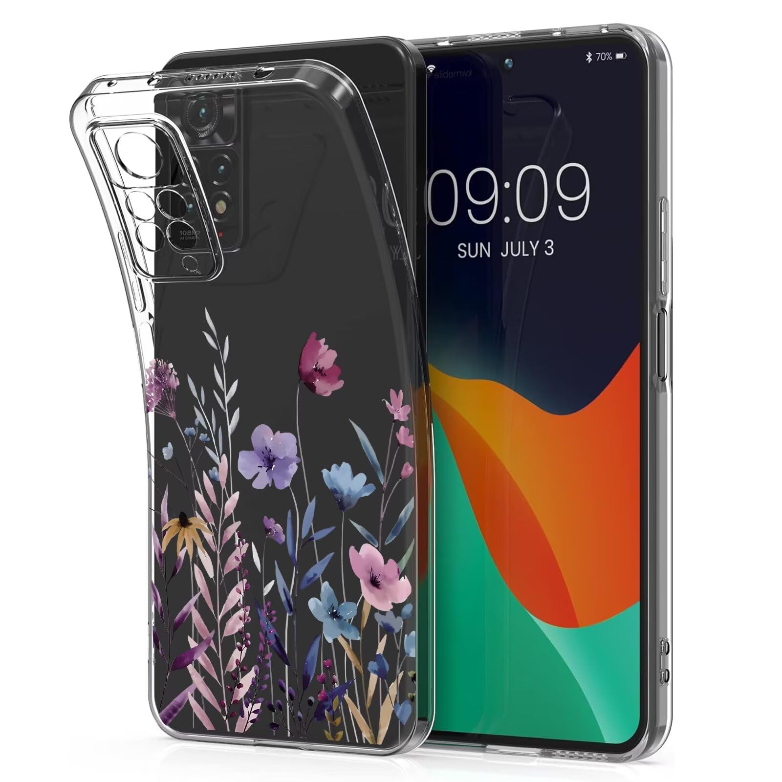 Kaywzo Handyhülle Für Xiaomi Redmi Note 11 Pro – Transparent Mit Blumenmuster, TPU, Stoßfest, Ultradünn