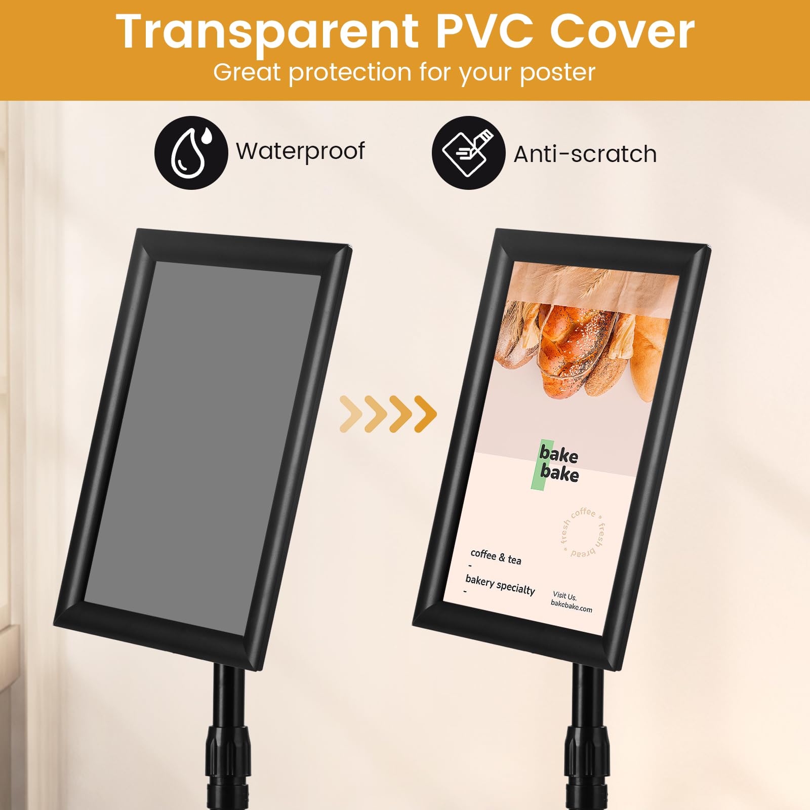 GIANTEX Supporto per poster A4, set di 2 espositori con rotazione a 360°, altezza regolabile 74-118 cm, base ponderata, pannello per menu, matrimonio, ristorante (nero, 2)