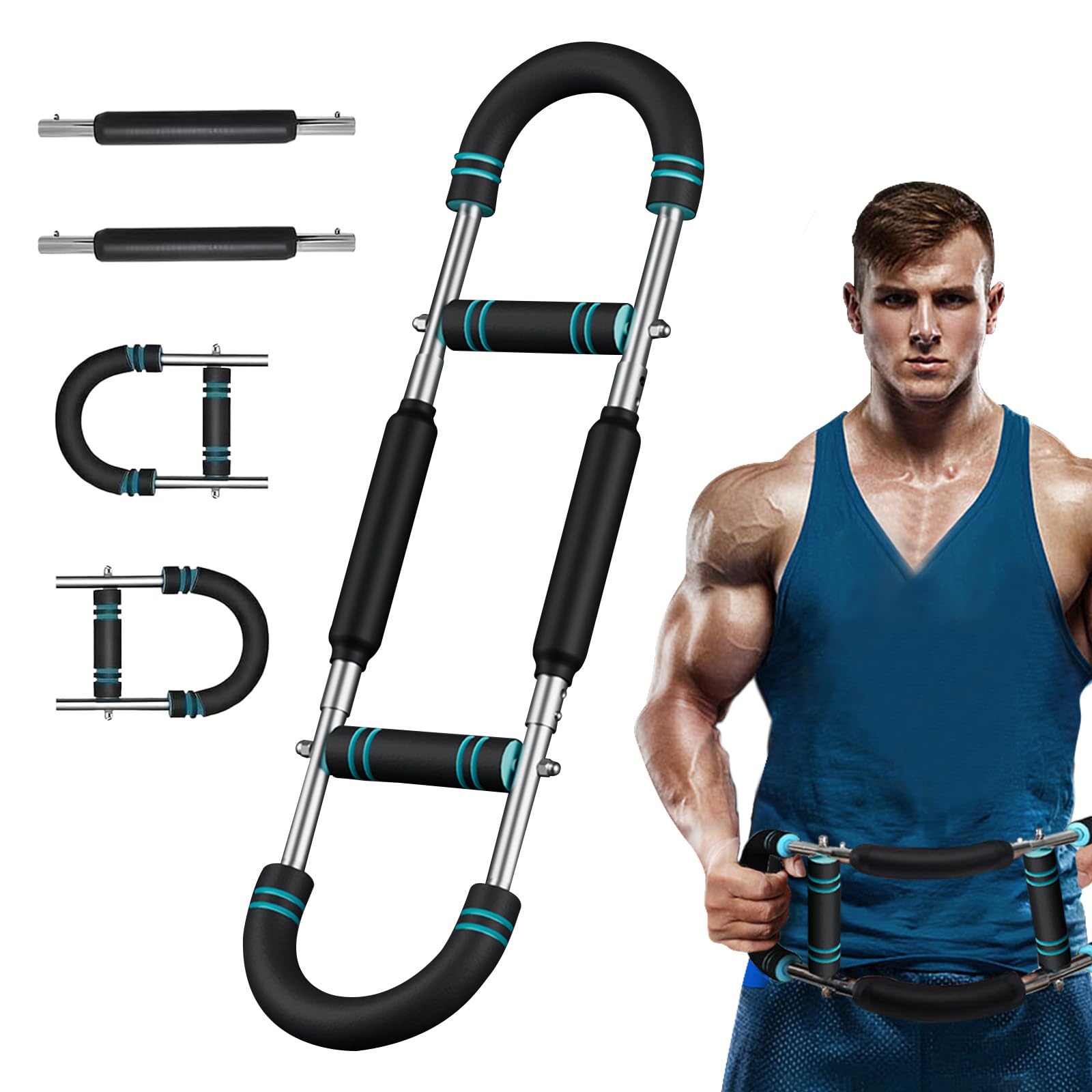 Twister Arm Trainer, Adjustable Spring Chest Expander and Forearm Strengthener, Triceps, Biceps, Shoulder, Back & Thigh Workout bar Equipment, Portable Upper Body Exerciser for Home Fitness