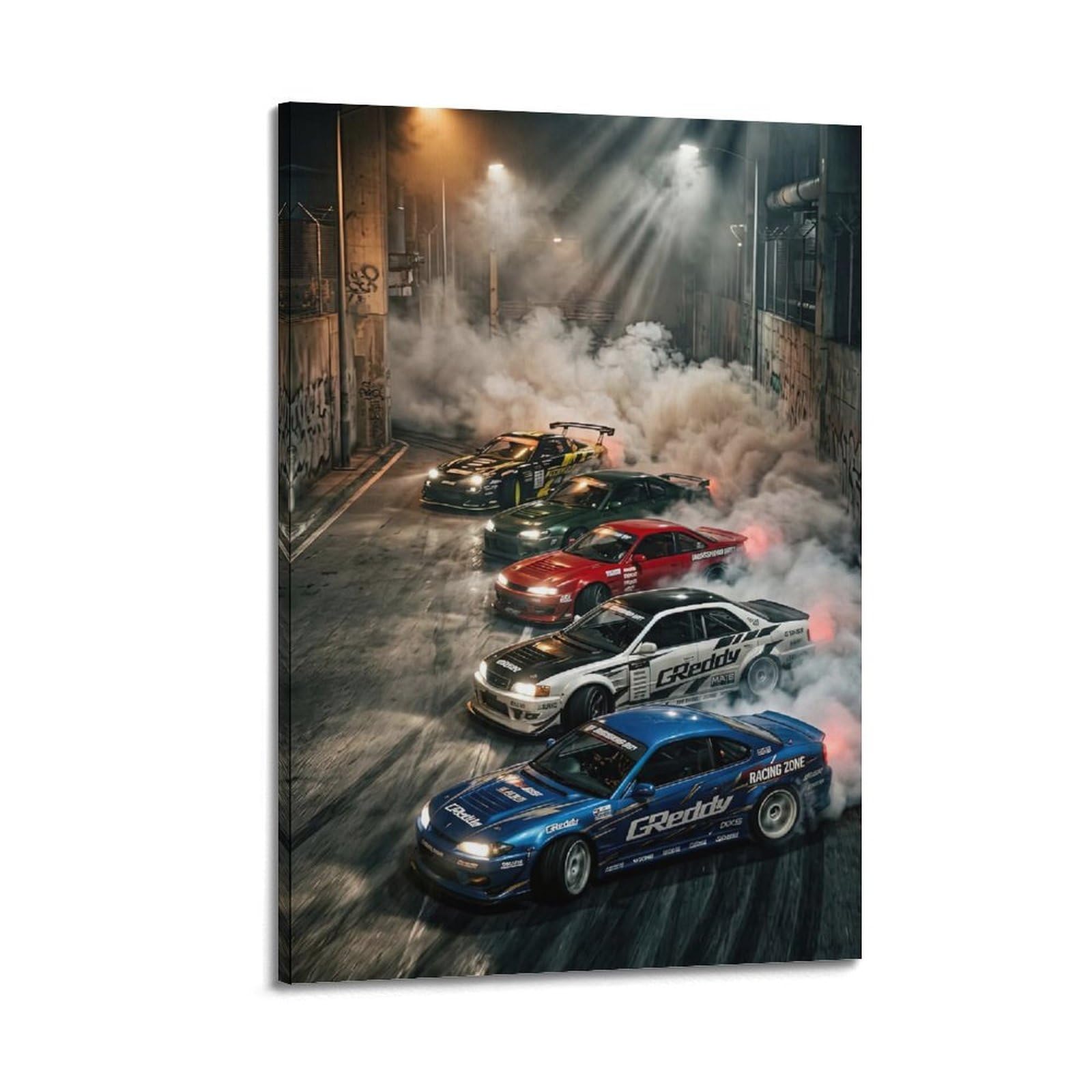 OKAHYS JDM Racing Car Poster Underground Drifting Sports Cars Decorative Painting Canvas Wall Artworks Picture 12x18inch(30x45cm)