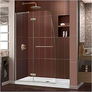 DreamLine Aqua Ultra 45 in. W x 72 in. H Frameless Hinged Shower Door in Brushed Nickel, SHDR-3445720-04