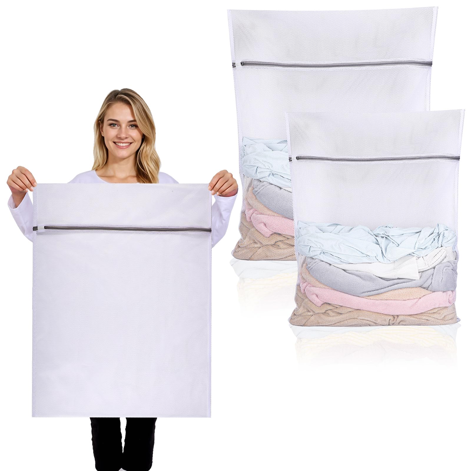 Dntorx 10 stuks wasnet voor wasmachine, waszak, wasmachine in 4 maten, waszak met ritssluiting, voor overhemden, truien, mantels, jeans, ondergoed, babykleding