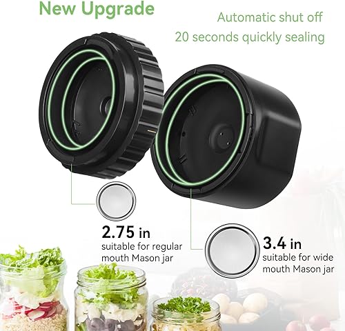 Miniatura 2 de Sellador al vacío eléctrico para tarros de masón, kit de sellado al vacío True Bright para tarros Mason con tapas de tarro de boca regular y ancha,