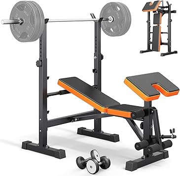 Multi-Function 6 in 1 Weight Bench Set - Leg Press, Preacher Curl Rack, Adjustable Workout Bench & Squat Rack for Full Body Exercise, Fitness Strength Training for Home Gym Multi-Function 6 in 1 Weight Bench Set - Leg Press, Preacher Curl Rack, Adjustable Workout Bench & Squat Rack for Full Body Exercise, Fitness Strength Training for Home Gym