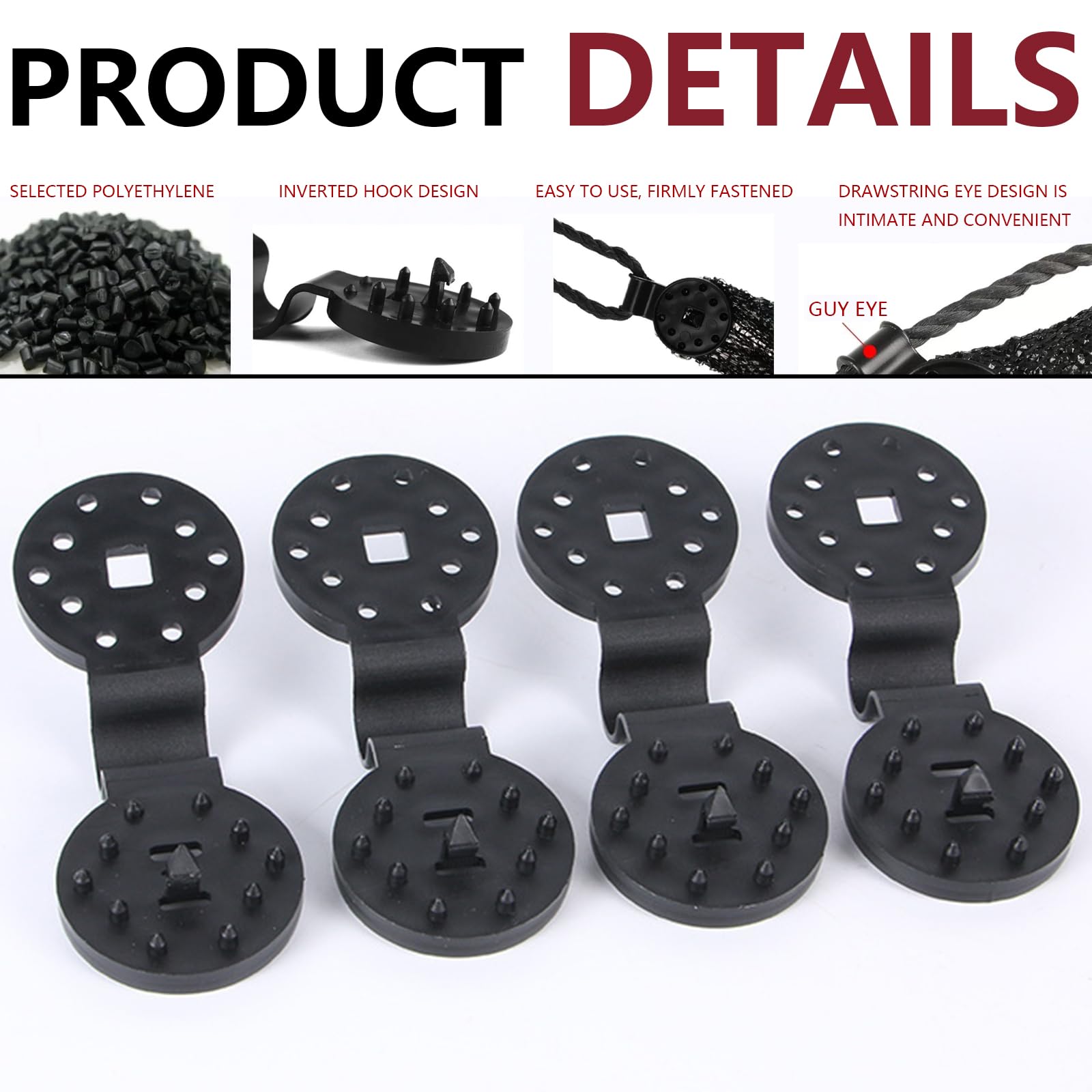 40Pcs Garden Shade Cloth Plastic Clips Greenhouse Film Shade Netting Black Clips Portable Round External Shade Net Hook Clips for Garden Netting Shade Netting - Image 3