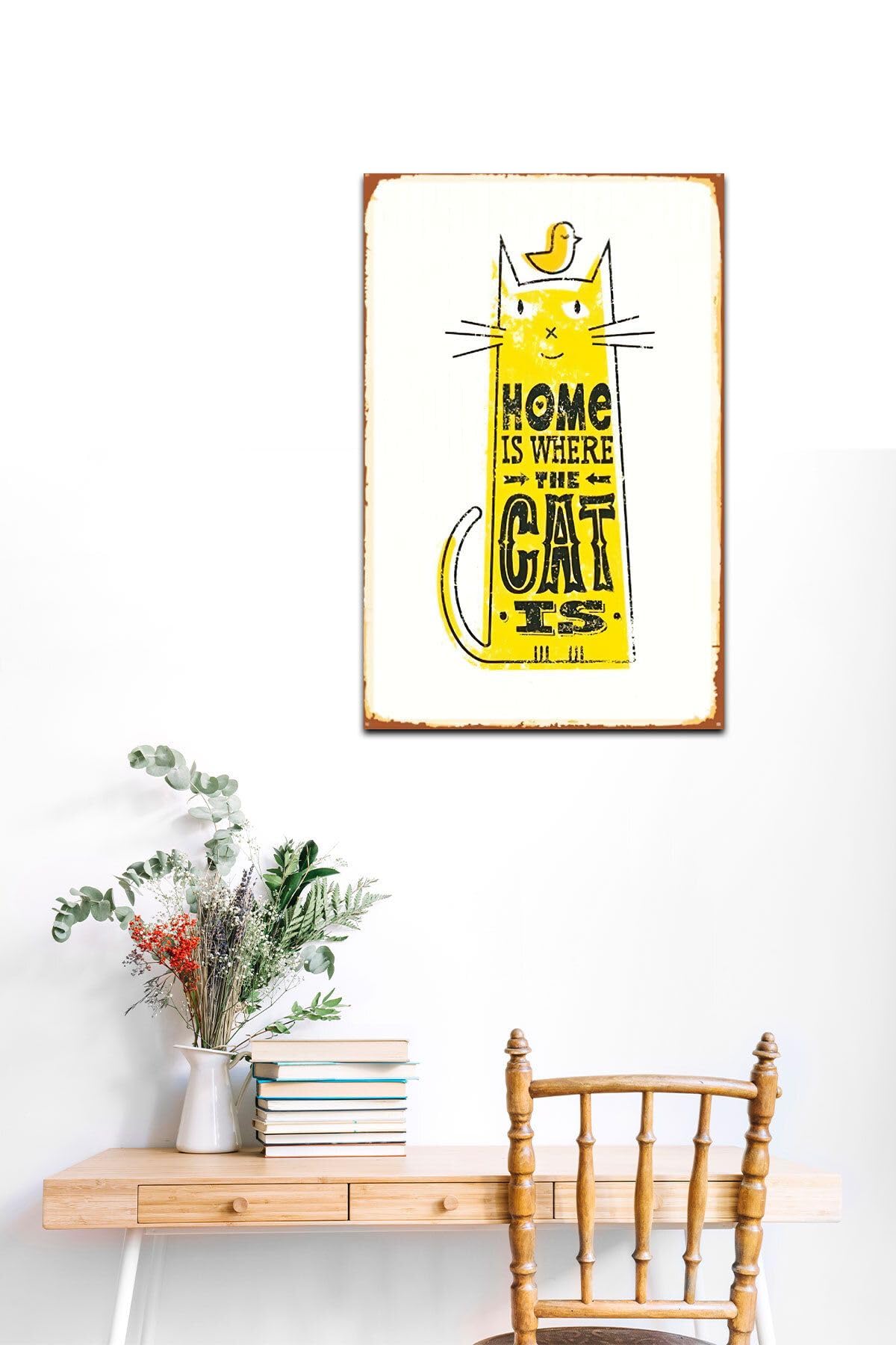 Dekolia Kuşe Kağıt Duvar Posteri Cat Is Retro Vintage Drtr0040