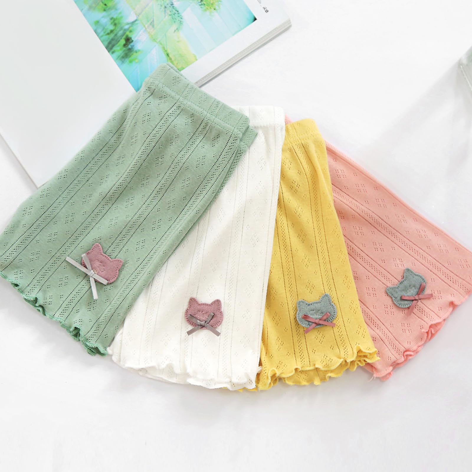 Chicduo Confezione da 4 pantaloncini da bici per ragazze pantaloncini in cotone pantaloncini estivi per bambini pantaloncini di sicurezza per bambine
