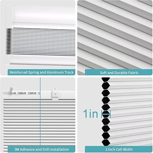 Miniatura 3 de MYshade Persianas celulares sin cordones, sin herramientas, sin taladro, persianas opacas para ventanas de interior, tamaño 24 pulgadas de ancho x