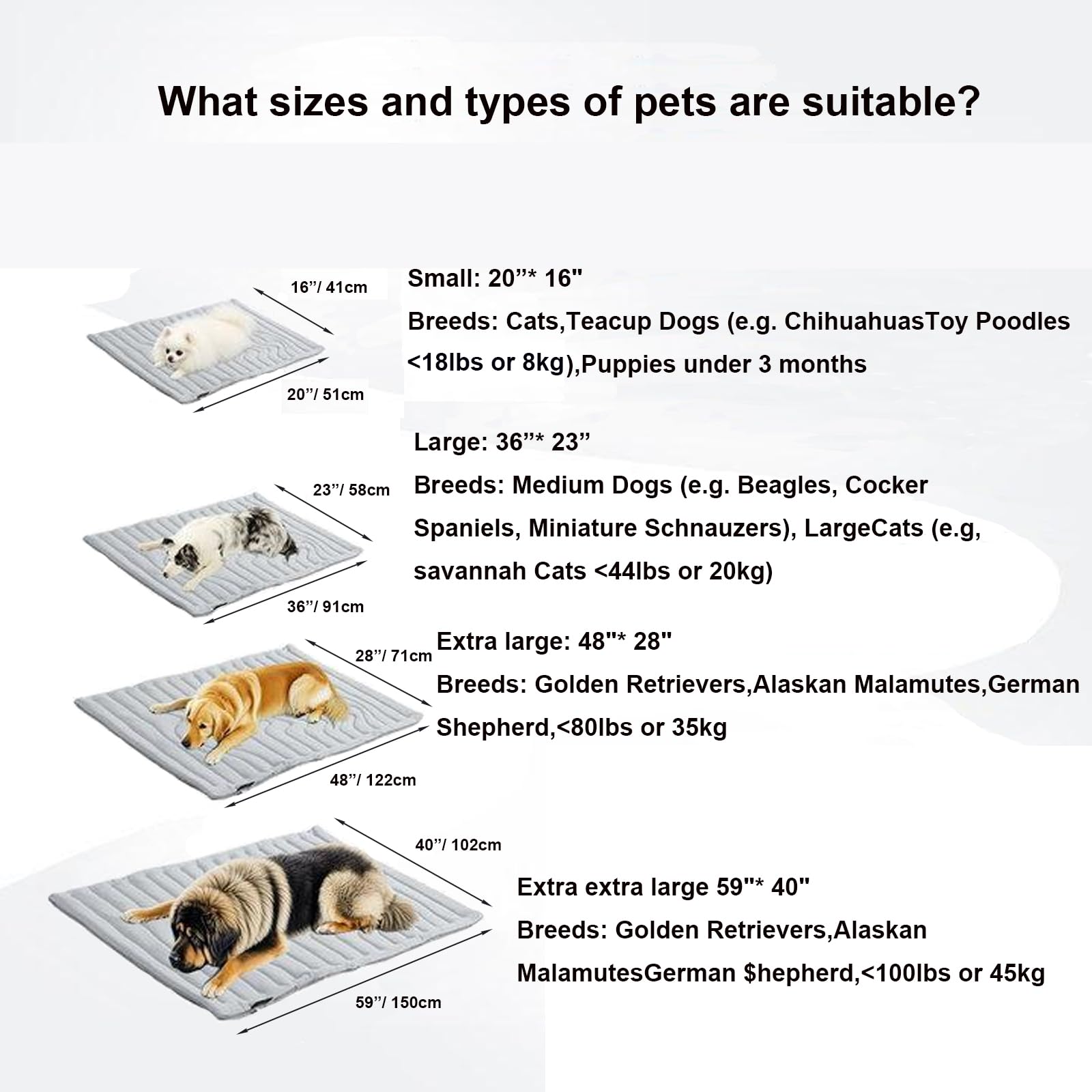 Auto‑Rinfrescante Pet Cooling Mat per Cani Gatti,Tappetino Refrigerante Innovativo,Tappetino Reversibile Lavabile,Senza Ghiaccio né Elettricità,Arc‑Chill Tecnologia, Antiscivolo (Grigio, 150×102cm)