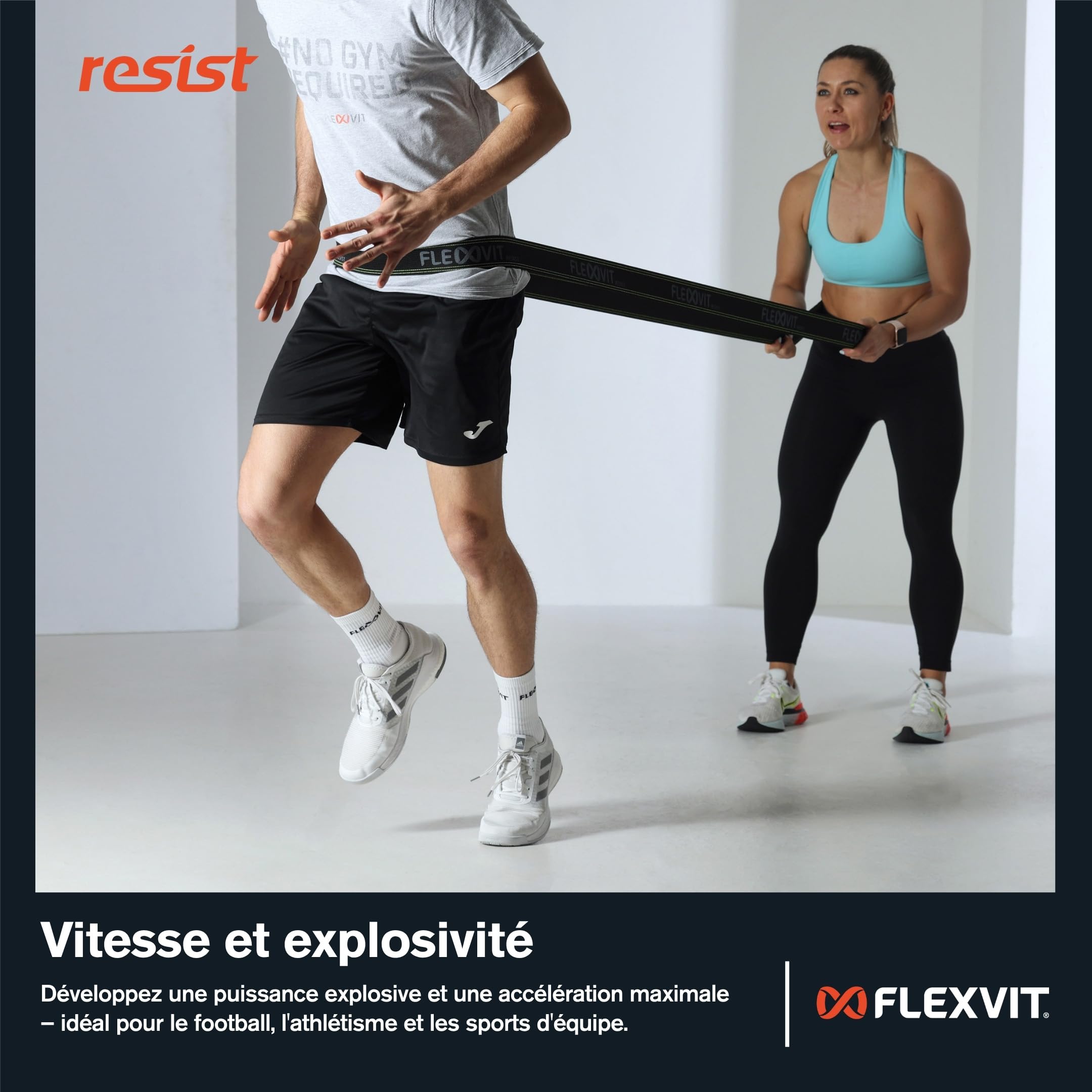 FLEXVIT Bande de résistance – Bandes de fitness pour un entraînement efficace de tout le corps, HIT, coordination, stabilisation et force de saut, 4 niveaux de résistance, débutants et professionnels