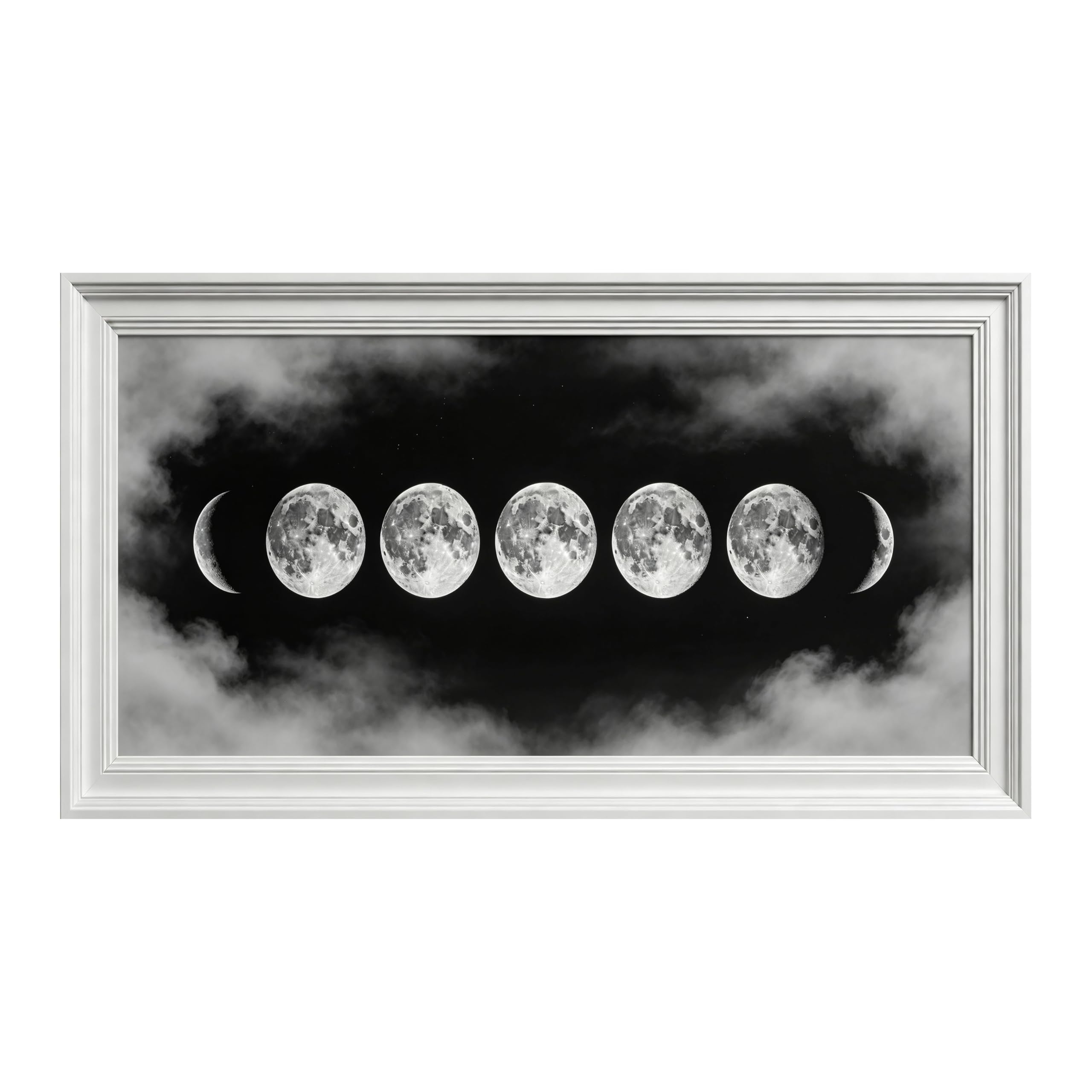 Yzpallescene Art260711089 3D Framed Wall Art Moon Phases Celestial Cloudscape Monochrome Large Size Selfadhesive Removable Wall Decor Prints Artwork For Living Room Bedroom Office