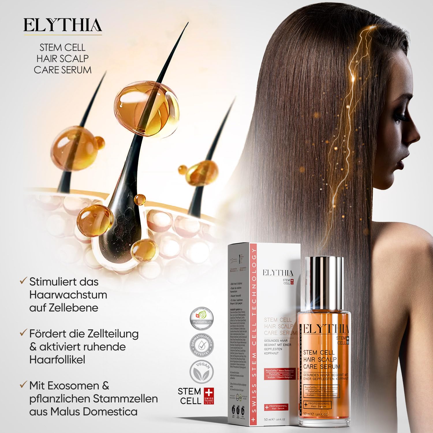 La Vie D'Or Komplettpflege-Set – Anti-Aging Serum + Lippenpflege Serum + Haar- & Kopfhautserum + Gesichtscreme SPF 30 – Stammzellentechnologie – Vegane Luxuspflege