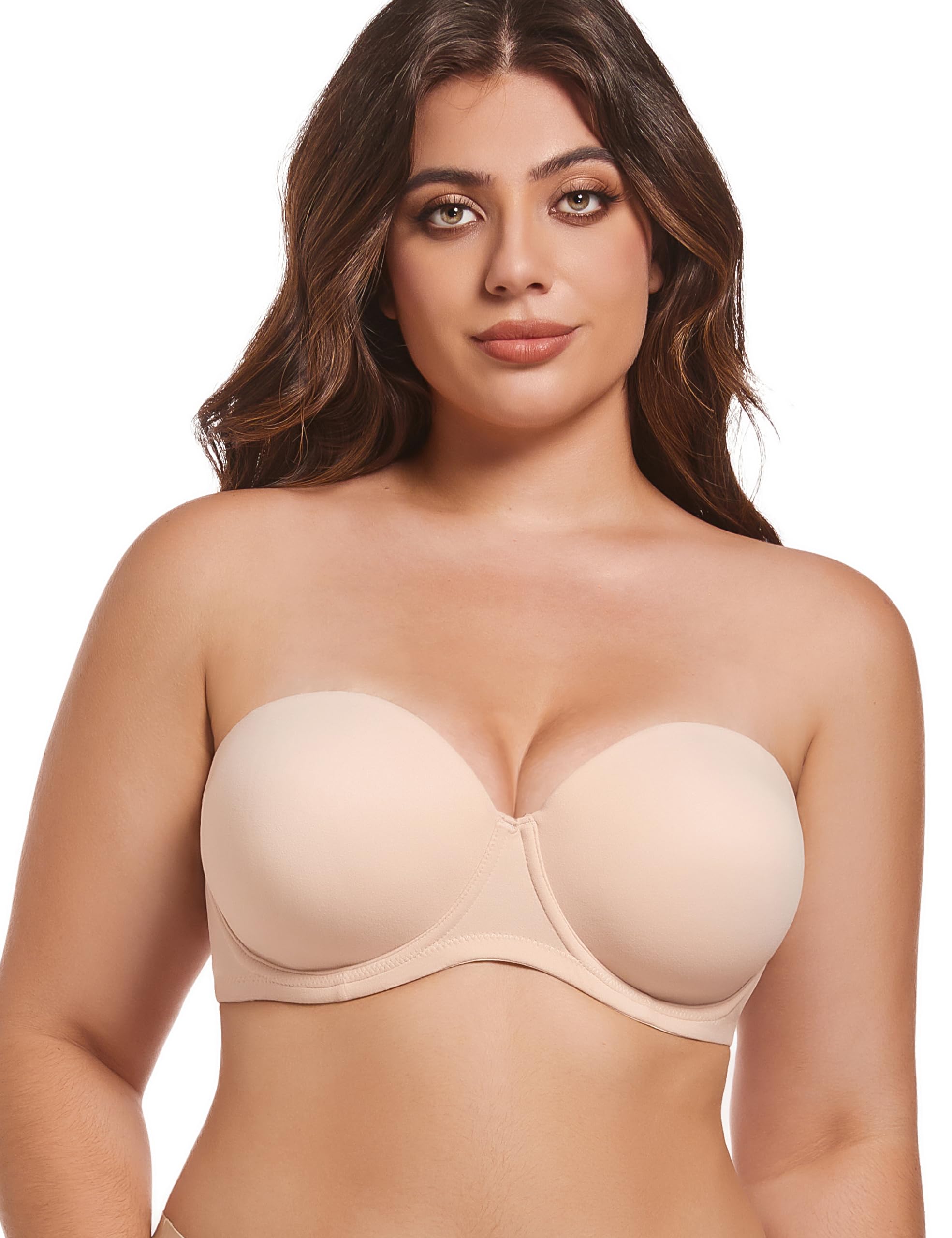 Lusait Strapless Bra Push Up Full Figure Underwired Convertible Multiway Beauty Back Bras for Women