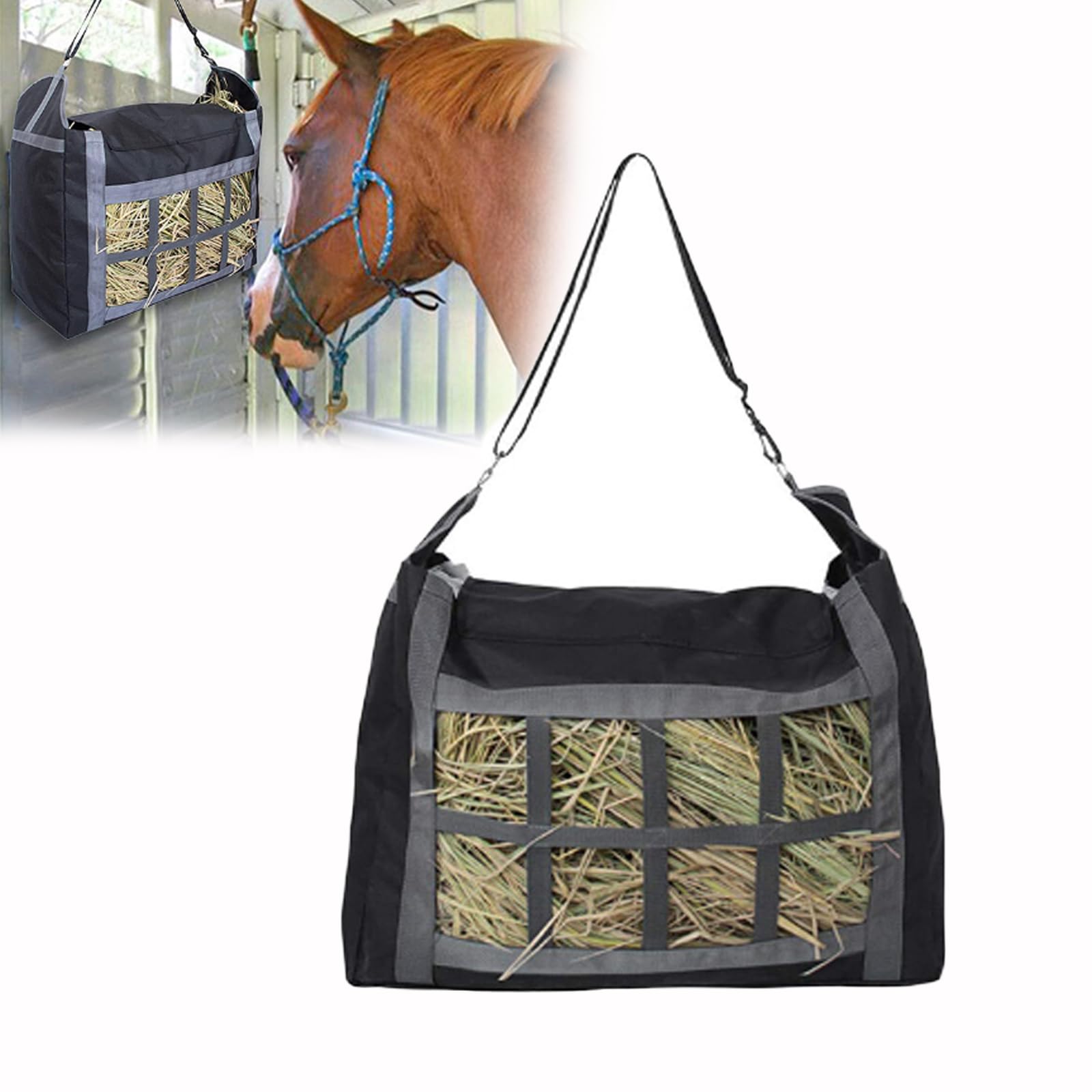 Slow Feeder Hay Bag - Hay Storage Net for Horse Donkey Goat for Camping Trips, Easy to Fill (1 PCS)
