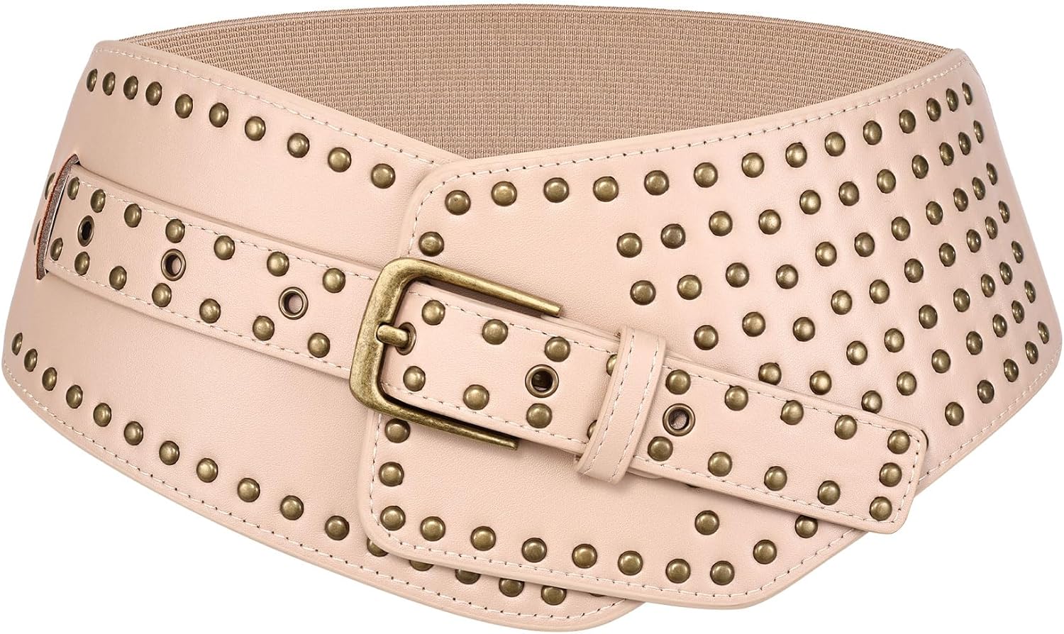 JASGOOD Women Elastic Wide Belt Vintage Studded Stretchy Waist Belts for Dress Pants
