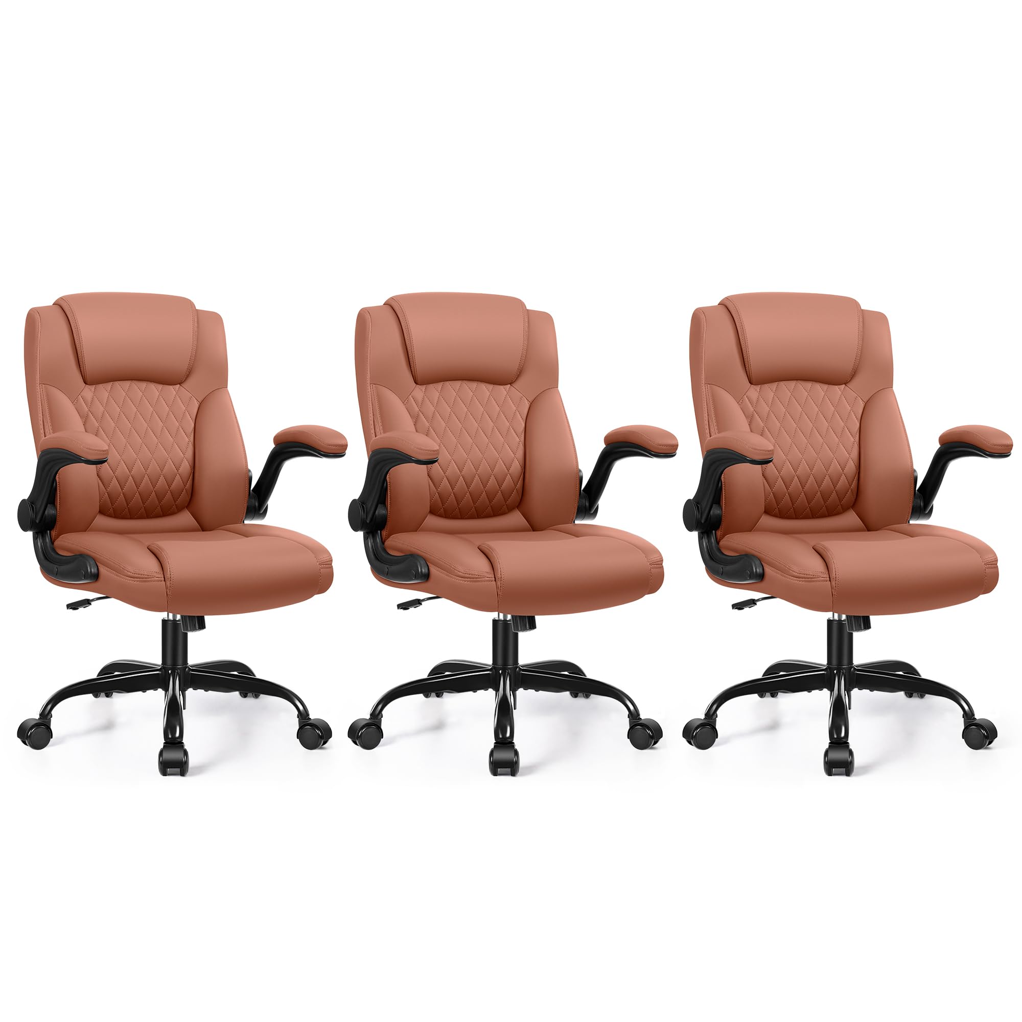 Leather Office Chair, PU Home Computer Desk Chairs with Ergonomic Back Support, 360°Swivel Free，Small Gaming Chair with Wheels and Adjustable Armrests, for Short People Use
