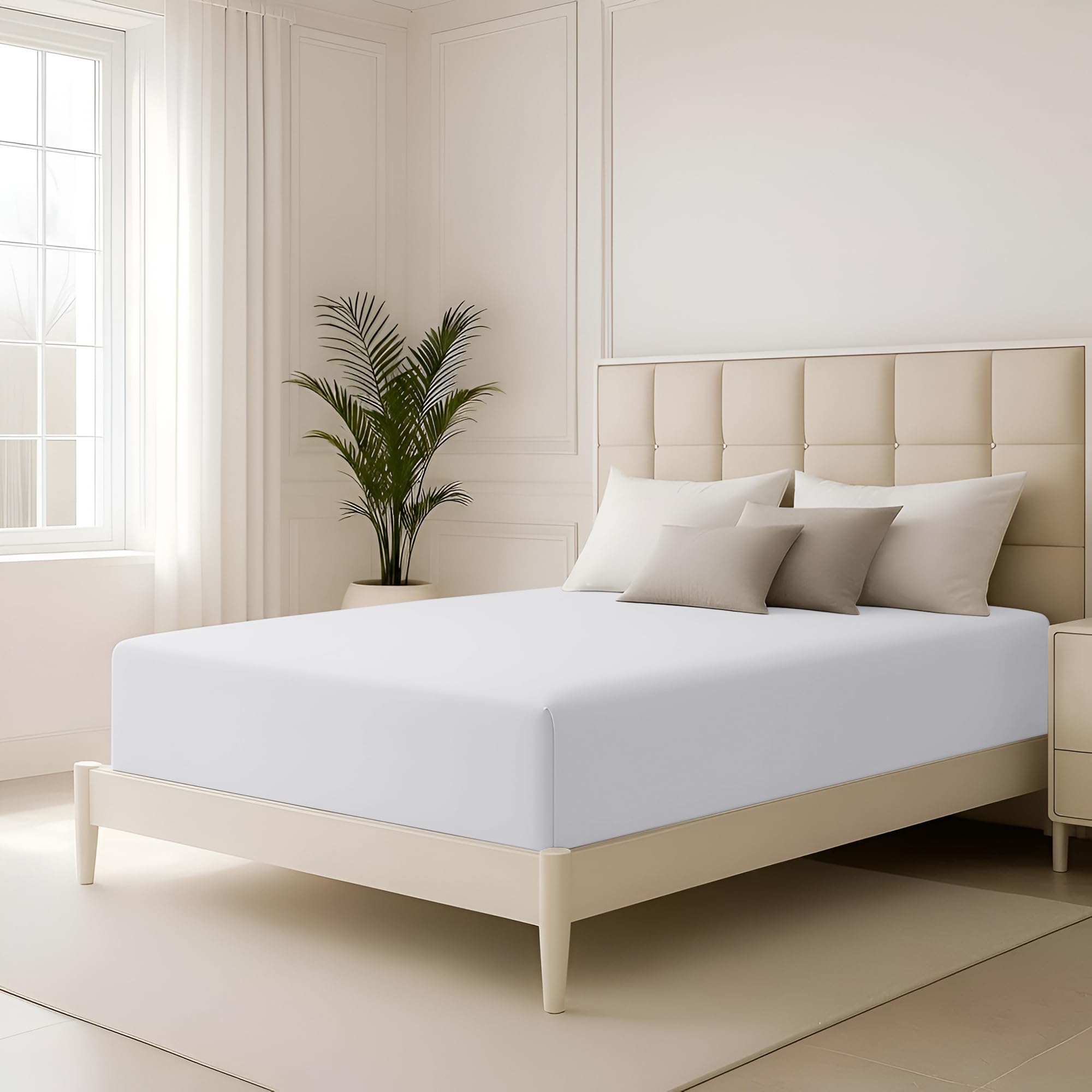 Hafaa Small Double Fitted Sheet 40CM (16”) White Extra Deep — image 1
