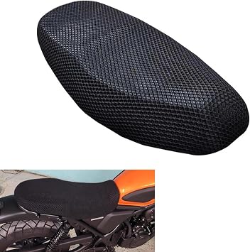 Motorcycle Seat Cover, Heat-insulating Double-sided Mesh Holes Breathable Burn-resistant Honeycomb Mesh Motorcycle Seat Pad, Detachable & Washable Summer Essential Accessory Black