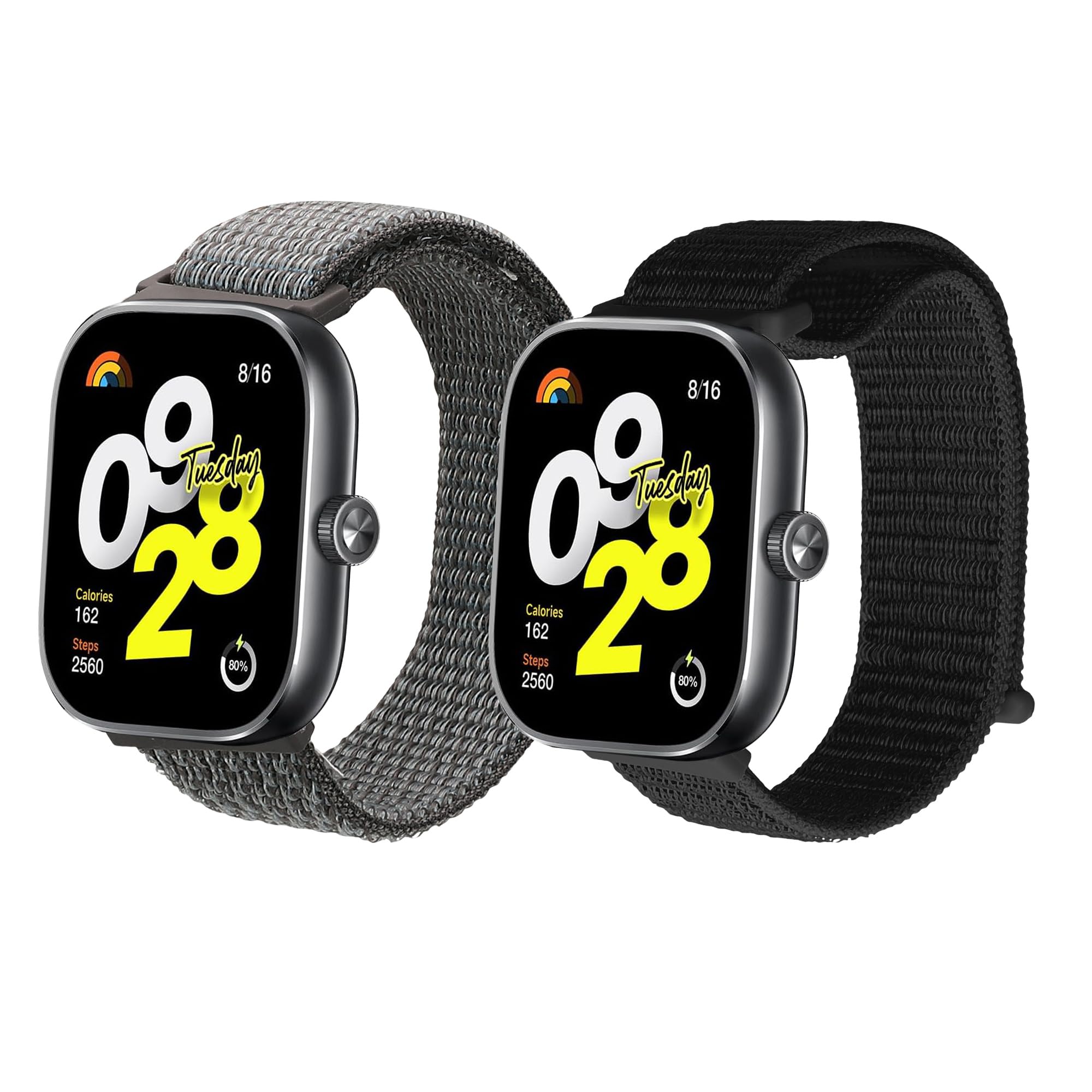 kwmobile 2 x pasek do zegarka Xiaomi Redmi Watch 4 / Band 8 Pro - zestaw opasek fitness z nylonu - zapasowy smartwatch - czarny wielokolorowy
