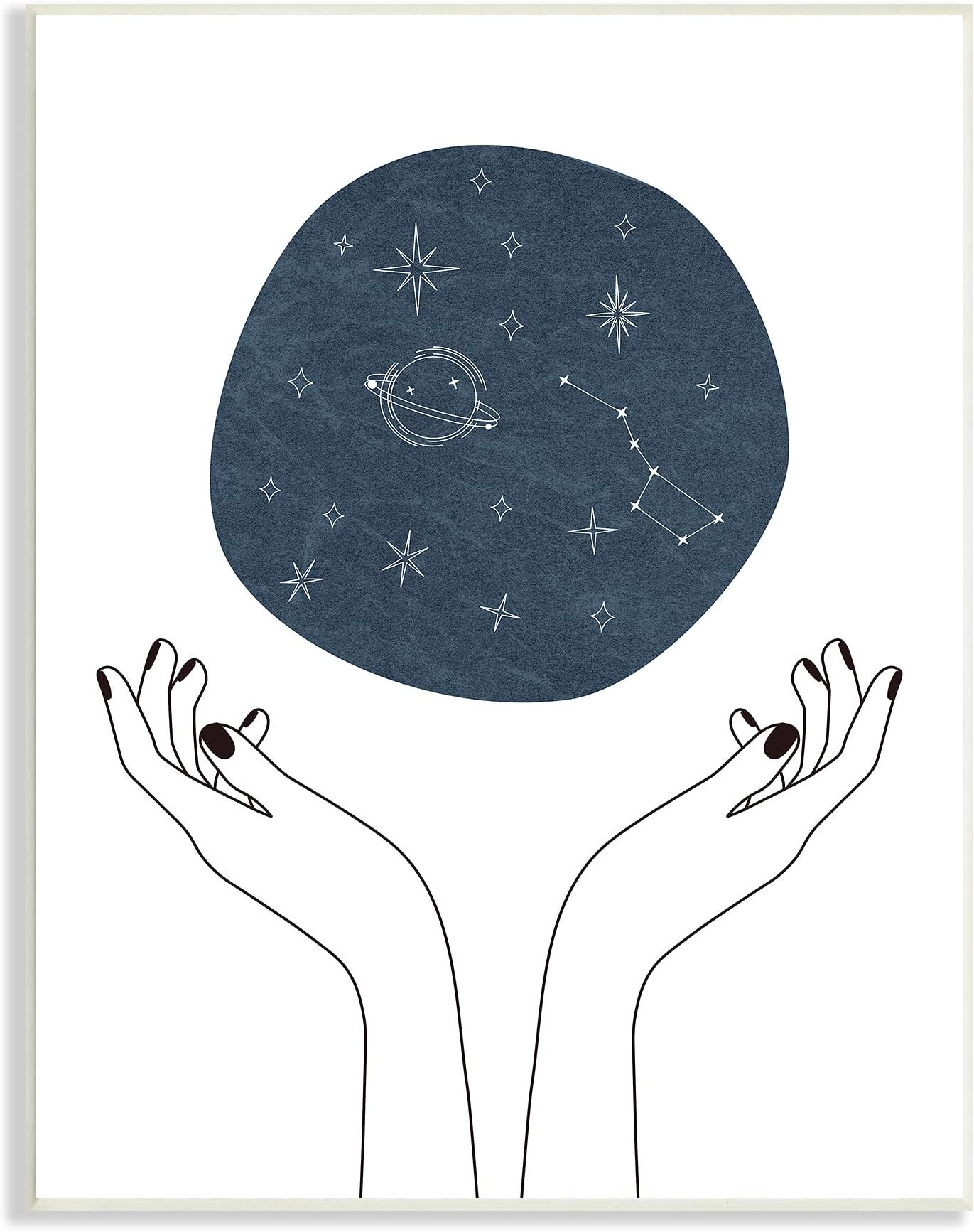 Stupell Industries Hands Holding Galaxy Constellations Minimal Blue, Designed by JJ Design House LLC Wall Plaque, 10 x 15