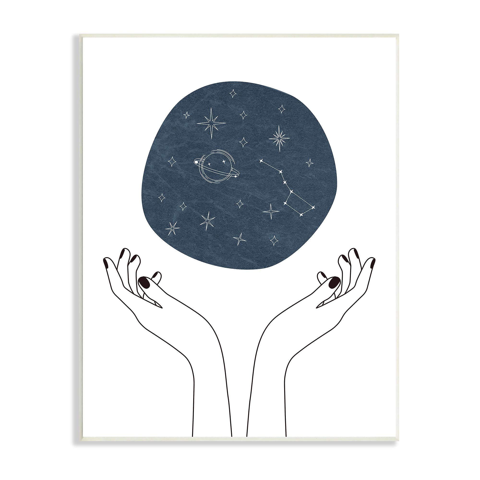 Stupell Industries Hands Holding Galaxy Constellations Minimal Blue, Designed by JJ Design House LLC Wall Plaque, 10 x 15