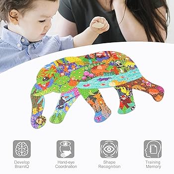 ジグソーパズルセット Amazon.co.jp: 13 x18.5ジグソーパズル-200ピースの動物型フロア