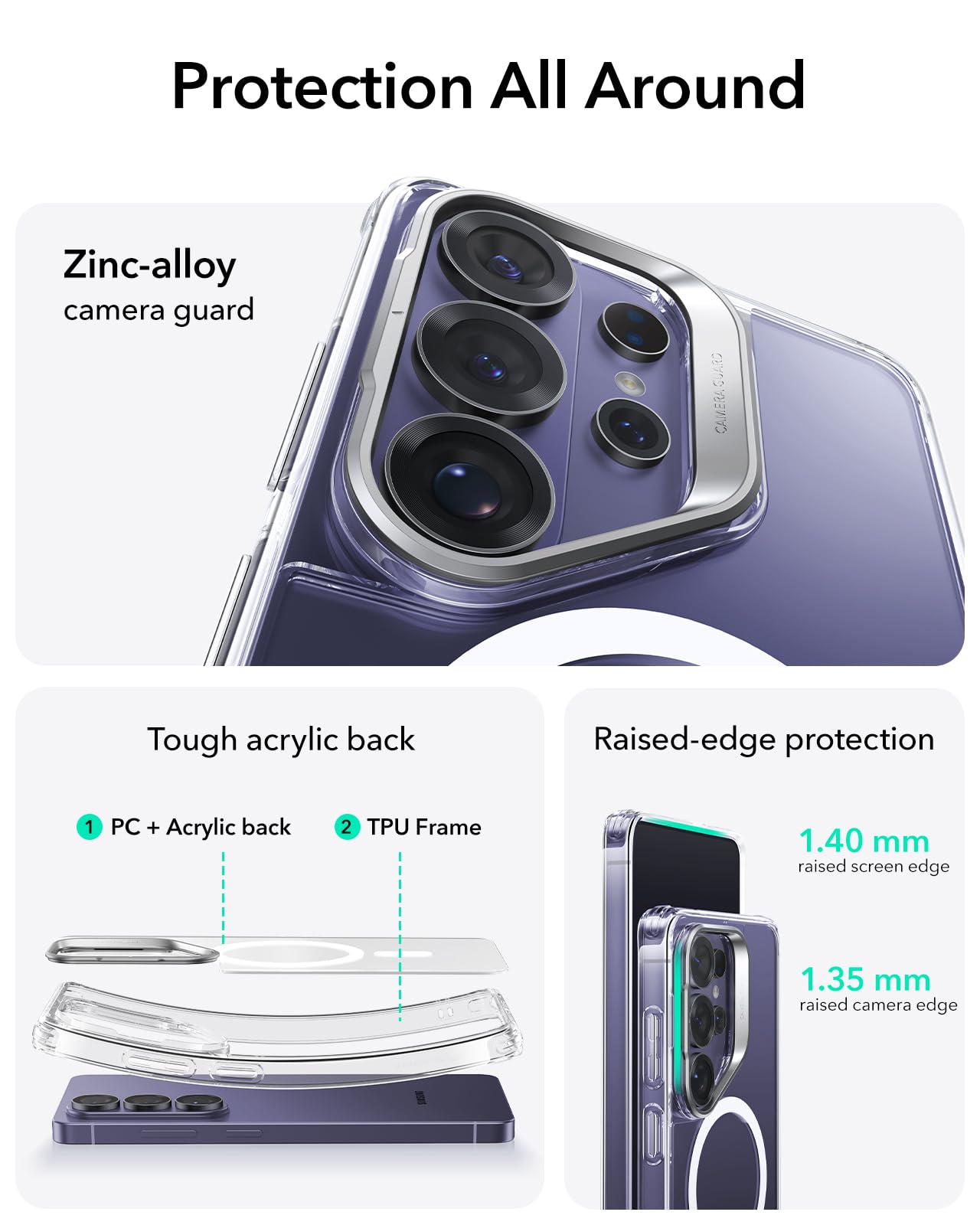 ESR for Samsung Galaxy S26 Ultra Phone Case with Stash Stand, Compatible with MagSafe, Military-Grade Protection, Magnetic Case for Samsung Galaxy S26 Ultra, Scratch-Resistant Back Cover, Clear - 5