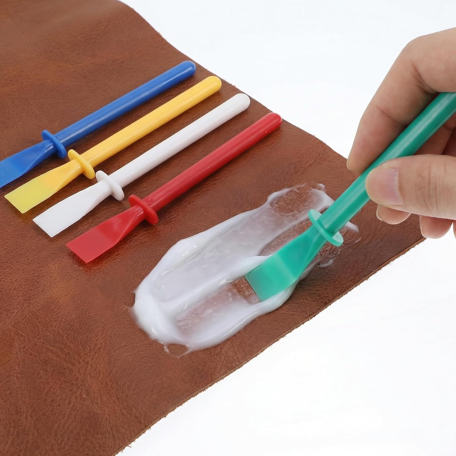 30 Pcs Colored Plastic Smear Spreaders, Silicone Glue Brush and Plastic Spreader Set, Mini Glue Sticks, Easy Clean Glues Scrapers for Woodworking Crafts, DIY Projects, Timber and Handicrafts