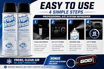 BG Frigi-Fresh Automotive Air Conditioning Freshener Spray, 5.5 oz / 156g, PN 708 Helps Refresh Vehicle A/C Vents, Interior Air & HVAC System Odors Pack of 2