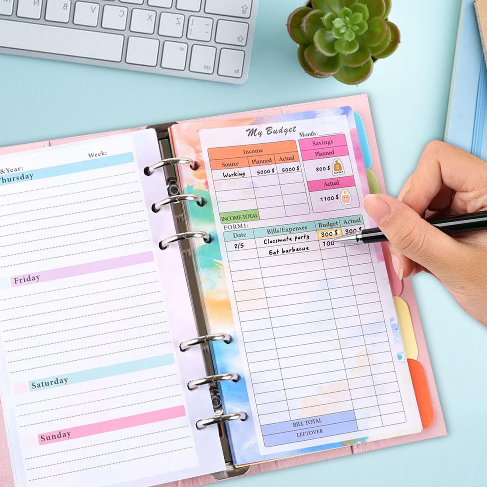 Amazon.co.jp: PEWETE ルーズリーフ A6 リフィル紙 6 リング