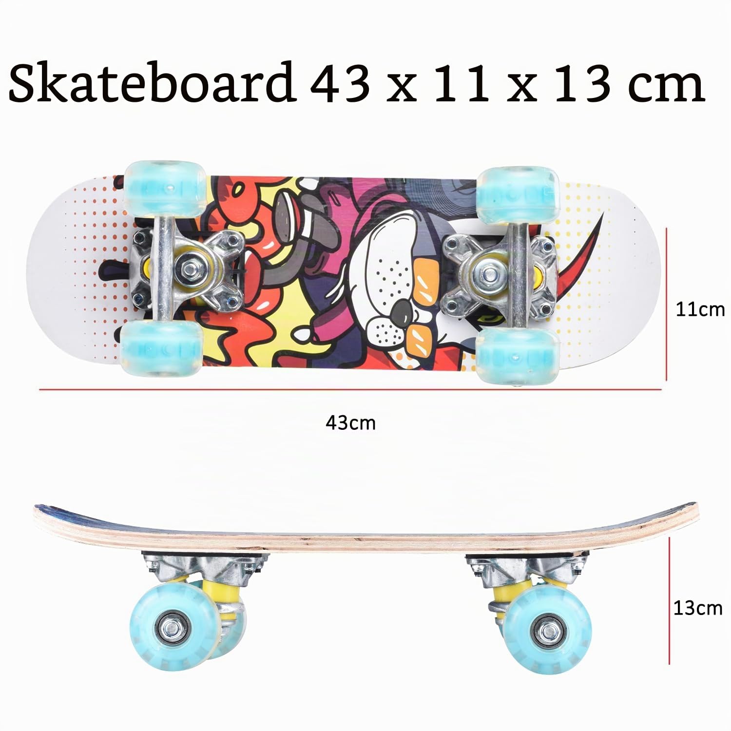 ERNAN Skateboard Completo per Principianti. Skateboard completo da 17 * 5 pollici. Double Kick Deck Concavo con 7 strati per ragazzi, ragazze (puppy)