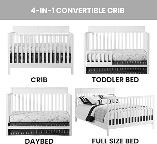 Miniatura 3 de Oxford Baby Logan - Cuna convertible 4 en 1, color blanco nieve, certificado GreenGuard Gold