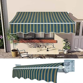 Retractable Patio Awning Top Sunshade Replacement Many Sizes Waterproof Canvas Fabric Outdoor Sun Shade Shelter Cloth 280g 100% Ployester Canopy Color L X W, Size 12x10ft 3.6x3m