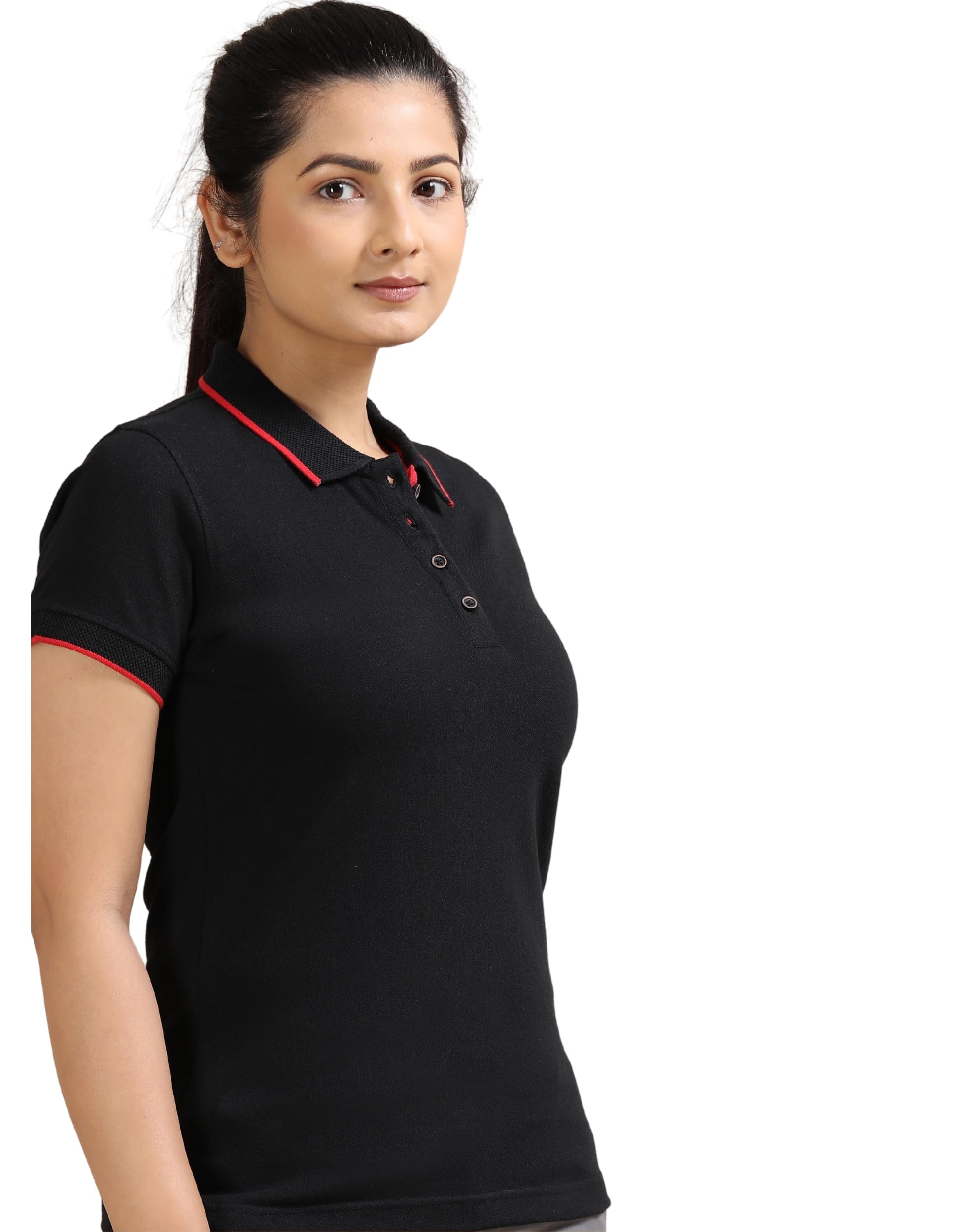 soulhug Eco-Friendly Women's Premium Polo with HD Jacquard Collar and Cuffs, 100% Recycled and Sustainable Material, Diamond Quality Yarn, Wood Textured Bottons-picture-38