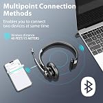 Wireless Headset with Microphone Noise Canceling/Charging Base/USB Dongle | Bluetooth Headphones with Mic Mute for WFH/Office/Smartphones/Office/Teams